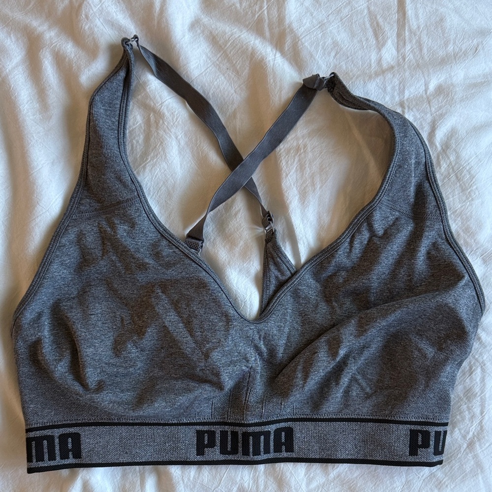 PUMA Charcoal Cross-Back Sports Bra